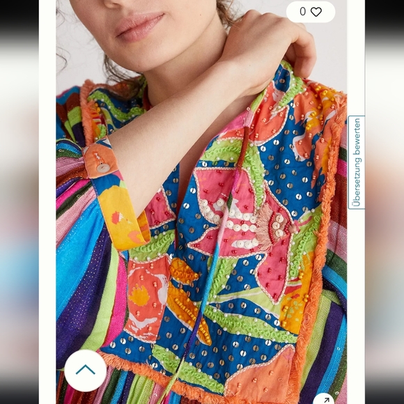 Anthropologie Verb by Pallavi Singhee Floral Beaded Babydoll Blouse NWT - Picture 3 of 10